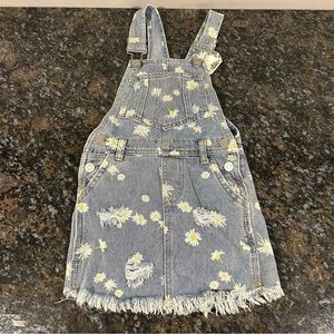 NWT Chelsea & Violet Girls Daisy Denim Jean Overall Skirt Distressed Cutoff Sz 5